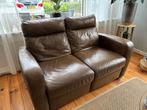 Bruin lederen twee zits- relaxbank, Huis en Inrichting, Ophalen, Gebruikt, 150 tot 200 cm, Tweepersoons