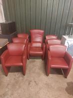 6 rood leren Jori merk eetkamer stoelen relax fauteuil, Huis en Inrichting, Stoelen, Ophalen, Gebruikt, Leer, Vijf, Zes of meer stoelen