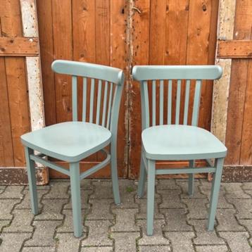 Eetkamer stoel cafe hout groen grijs SET PRIJS beschikbaar voor biedingen