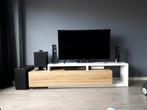 TV meubel wit en hout, Minder dan 100 cm, 25 tot 50 cm, 200 cm of meer, Eikenhout