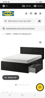 Brimnes Bed - IKEA Bed met Opbergruimte, Huis en Inrichting, Slaapkamer | Bedden, Ophalen, Gebruikt, Zwart, Tweepersoons