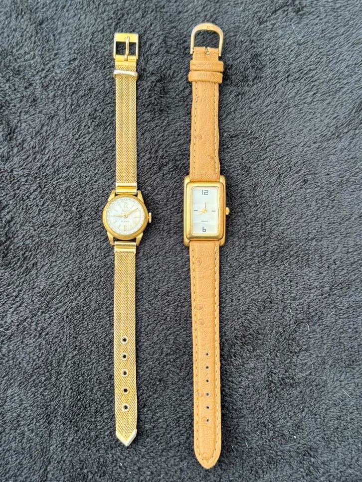 2 Vintage dames horloges – LING / Quartz, Sieraden, Tassen en Uiterlijk, Horloges | Dames, Gebruikt, Overige merken, Leer, Ophalen of Verzenden