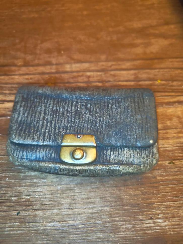 Antiek lederen portemonneetje ca. 1900, Antiek en Kunst, Antiek | Kleding en Accessoires, Ophalen of Verzenden