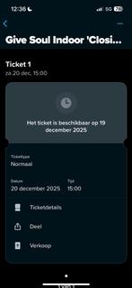 Give soul ticket, Tickets en Kaartjes, Concerten | Pop, Eén persoon, December