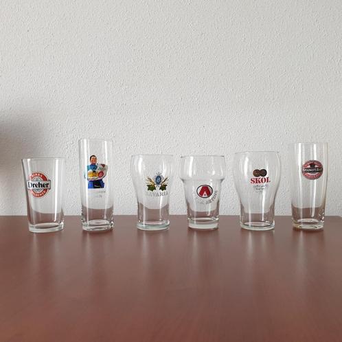 6 Merkglazen Bier komen uit een verzameling (Serie 8a), Verzamelen, Biermerken, Nieuw, Glas of Glazen, Overige merken, Ophalen