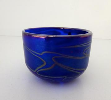 Glazen bakje blauw goudkleur parelmoerglans Malta 3896-g beschikbaar voor biedingen