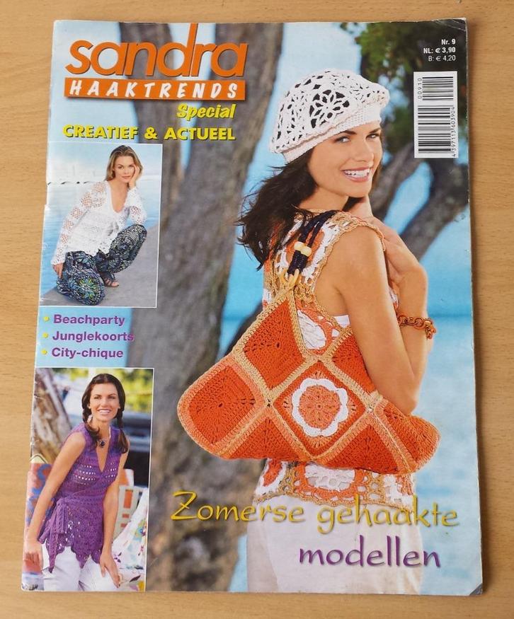 Haken - Sandra Haaktrends - Zomerse Modellen - nr.9 - 2010, Hobby en Vrije tijd, Breien en Haken, Gebruikt, Haken, Patroon of Boek