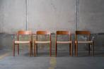 4 x Niels O. Møller - Model 75 eetkamerstoelen, Riet of Rotan, Vier, Bruin, Scandinavisch