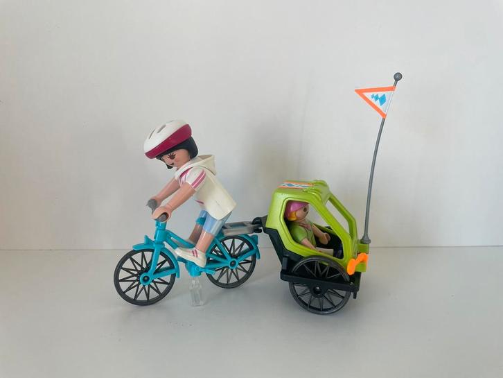 Mama met kind in fietskar, Kinderen en Baby's, Speelgoed | Playmobil, Gebruikt, Complete set, Ophalen of Verzenden
