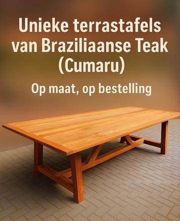Unieke terrastafels van Braziliaanse Teak (Cumaru) beschikbaar voor biedingen