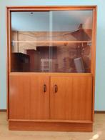 Vintage apothekerskast - retro kast vitrinekast teak 60, Ophalen, Met deur(en), Eikenhout, 100 tot 150 cm