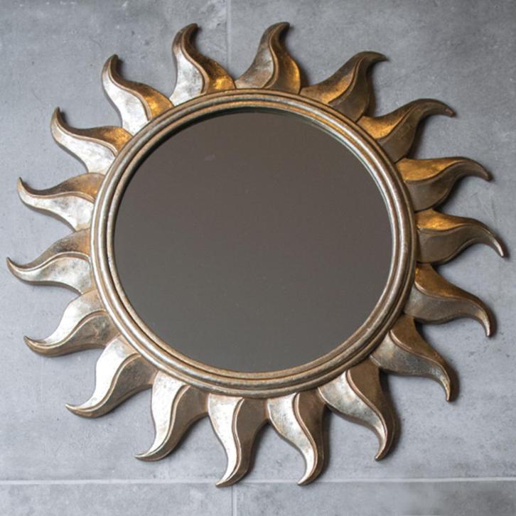 Grote vintage zonnespiegel Hollywood Regency style, spiegel, Huis en Inrichting, Woonaccessoires | Spiegels, Gebruikt, 50 tot 75 cm