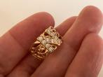 Vintage gouden ring letter N briljant geslepen zirkoon, 14 k, Sieraden, Tassen en Uiterlijk, Ringen, Verzenden, Zo goed als nieuw