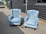 2 ijsblauwe fauteuiltjes, Ophalen, Gebruikt, Landelijk modern, Minder dan 75 cm