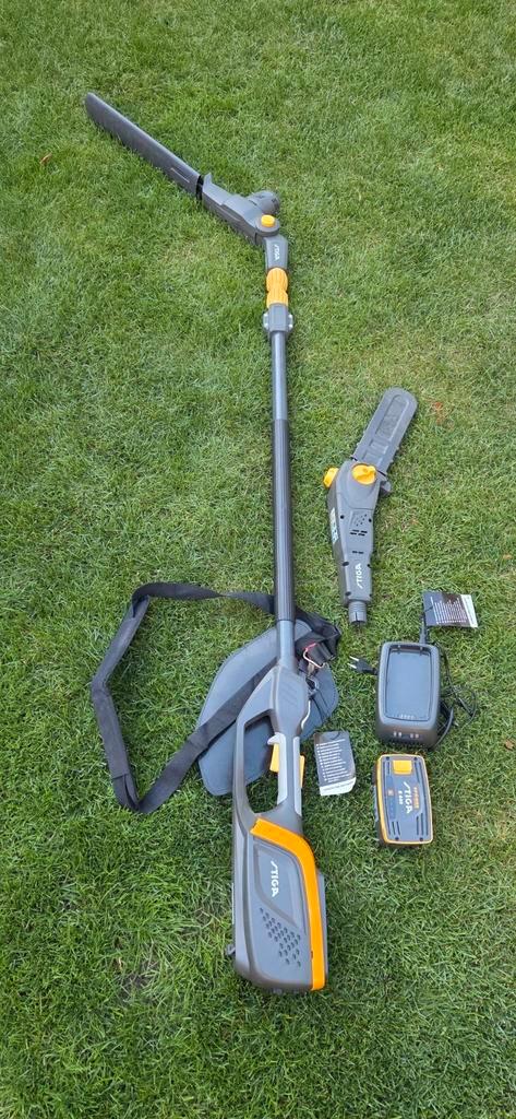 (NIEUW) Stiga telescopische heggenschaar + kettingzaag, Tuin en Terras, Heggenscharen, Nieuw, Accu, Ophalen