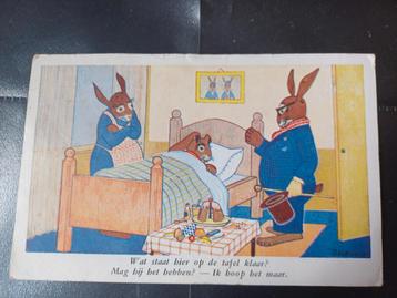 Aangeklede getekende konijnen illustrator Wat op tafel 1952 beschikbaar voor biedingen