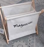 Nieuw hout/canvas tijdschriften opberg bak, opklapbaar rek, Huis en Inrichting, Woonaccessoires | Krantenbakken en Lectuurbakken