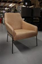 2 x luxe fauteuil Jolly Jess Design metaal leer naturel, Huis en Inrichting, Fauteuils, Ophalen, 75 tot 100 cm, Zo goed als nieuw
