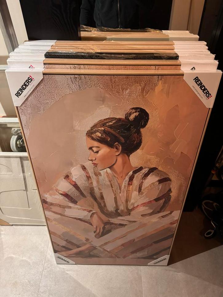 6x Schilderij Vrouw Streep - Multicolor, MDF, 118x70x3,7 cm, Computers en Software, Apple Macbooks, Nieuw, Ophalen of Verzenden