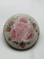 Vintage beschilderde houten broche, Verzenden, Bruin, Overige materialen