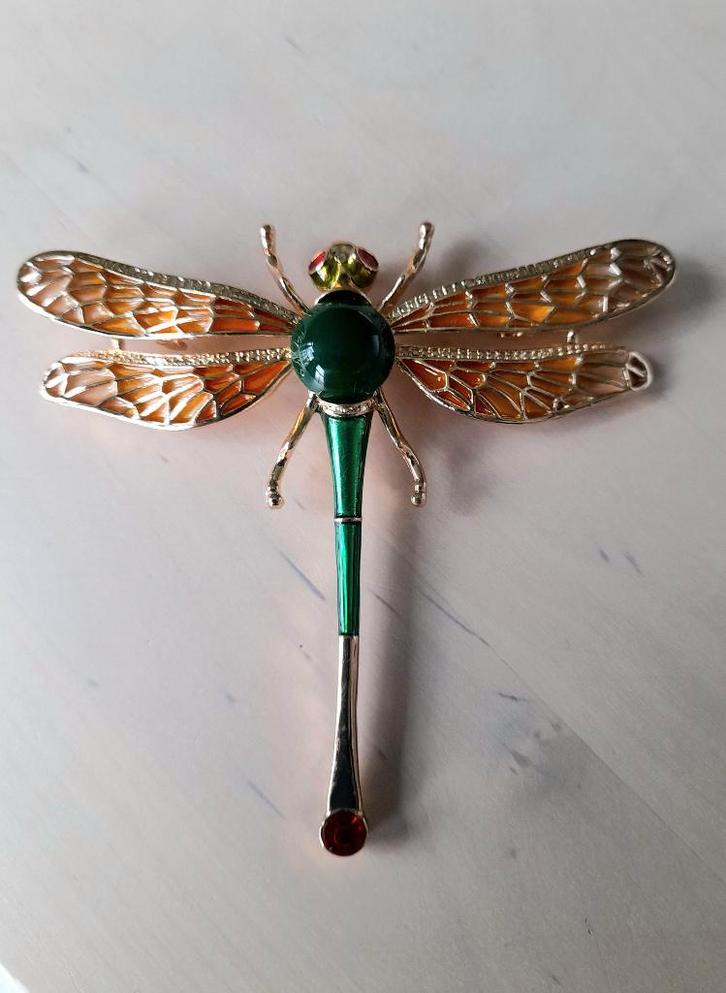 Prachtige grote broche libelle Art Nouveau stijl, Sieraden, Tassen en Uiterlijk, Broches, Zo goed als nieuw, Overige materialen