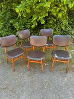 5 eetkamerstoelen (vintage/jaren60/skai), Ophalen, Gebruikt, Hout, Vijf, Zes of meer stoelen