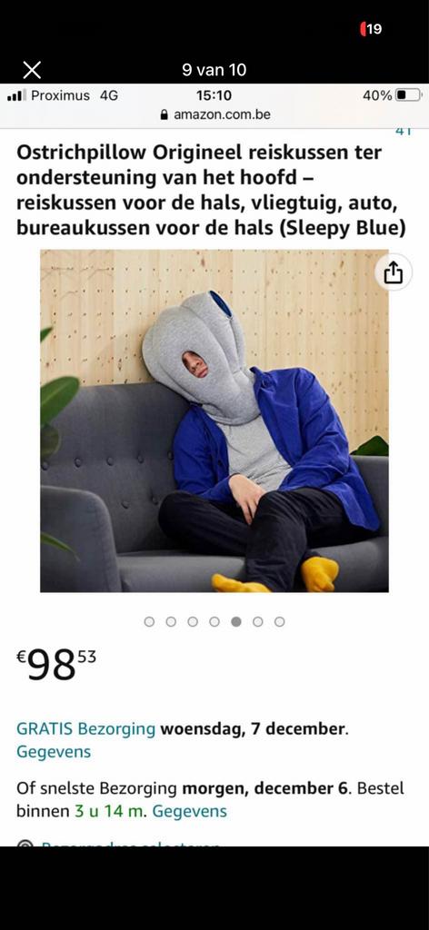 Ostrichpillow Origineel reiskussen nek kussen, Sport en Fitness, Ophalen of Verzenden, Overige typen