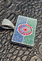 Prachtige Sinti vlag zilveren 925 Italiaanse hanger, Ophalen of Verzenden, Nieuw, Zilver, Zilver