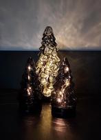 3 Glazen kerstboompjes met ledverlichting, Diversen, Kerst, Ophalen of Verzenden
