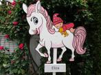 Geboortebord baby op roze paardje unieke geboorte verrassing, Ophalen, Nieuw, Geboortebord