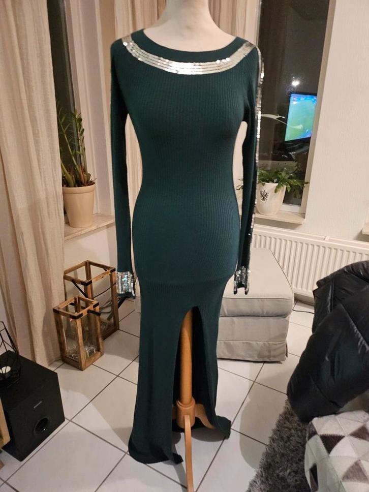 Elegante Patrizia Pepe jurk, Kleding | Dames, Jurken, Zo goed als nieuw, Maat 34 (XS) of kleiner, Groen, Onder de knie, Ophalen of Verzenden