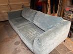 Aqua blauwe kleur  3-zitsbank + hocker, Gebruikt, 100 tot 125 cm, Driepersoons, Ophalen of Verzenden