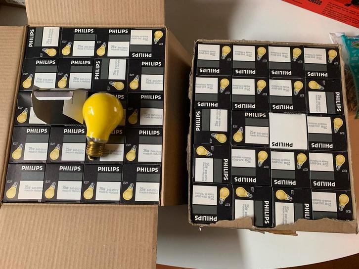 40 Philips 25W E27 Gloeilampen geel in Doos feestverlichting, Huis en Inrichting, Lampen | Losse lampen, Nieuw, Gloeilamp, Minder dan 30 watt