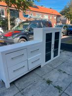 Witte Kast met Lades + Vitrinekast, Huis en Inrichting, Kasten | Vitrinekasten, Ophalen, Gebruikt, Glas, 150 tot 200 cm
