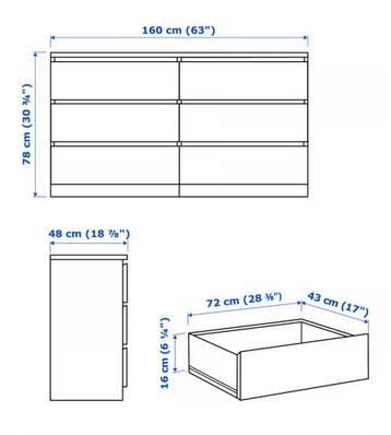 MALM IKEA lade kast wit 6 lades - afbeelding 2