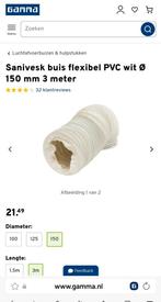 2 stuks flex buis pvc wit 150mm van 3meter lang, Pvc, 2 tot 4 meter, Nieuw, Ophalen of Verzenden
