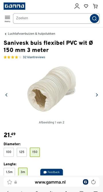 2 stuks flex buis pvc wit 150mm van 3meter lang beschikbaar voor biedingen