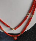 nieuw koraal gouden ketting, Sieraden, Tassen en Uiterlijk, Kettingen, Met hanger, Verzenden, Zo goed als nieuw, Rood