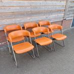 6 x vintage design stoelen kantine unieke eettafel stoelen, Huis en Inrichting, Stoelen, Ophalen, Gebruikt, Bruin, Vijf, Zes of meer stoelen