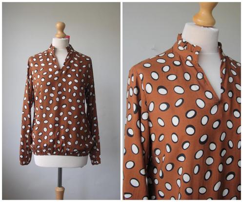 Didi - NIEUW / mooie stippen blouse cognac bruin / maat XS, Kleding | Dames, Blouses en Tunieken, Nieuw, Maat 34 (XS) of kleiner