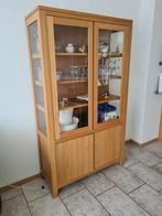 Massief eiken vitrinekast – 190 cm hoog, Huis en Inrichting, Kasten | Vitrinekasten, Ophalen, Met deur(en), 100 tot 150 cm, Eikenhout