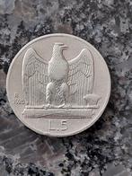 Italië 5 lire 1926 R zilver zie foto's, Italië, Zilver, Ophalen of Verzenden
