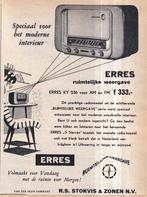 Retro reclame 1954 Erres radio ruimtelijke weergave, Verzamelen, Retro, Ophalen of Verzenden