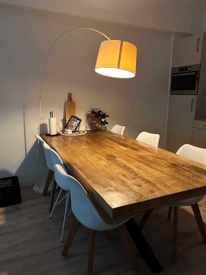 Mangohouten Eettafel 220x100cm, Huis en Inrichting, Tafels | Eettafels, Gebruikt, 100 tot 150 cm, 200 cm of meer, Vijf personen of meer