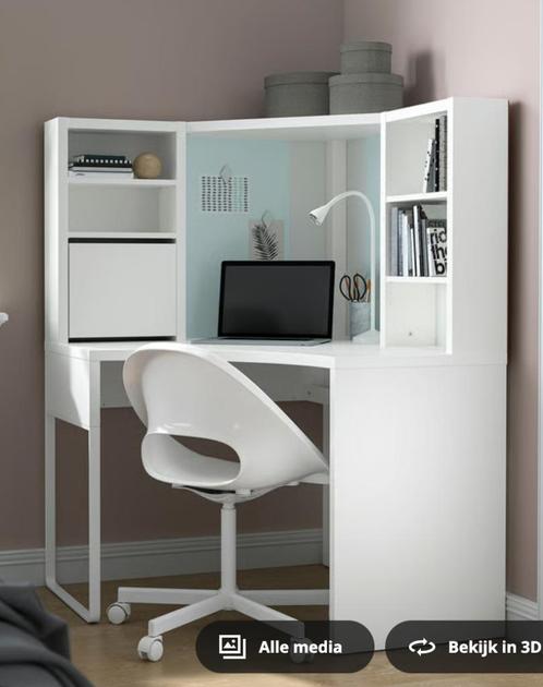 Bureau, hoekbureau Ikea zwart (donkerbruin), Huis en Inrichting, Bureaus, Gebruikt, Bureau, Ophalen
