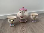 Mrs Potts theepot en 2x chip kopje, Ophalen of Verzenden, Assepoester of Belle, Zo goed als nieuw, Servies
