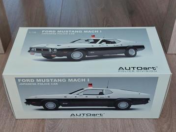Ford Mustang Mach1 Japanese Police (1971) | 1:18 | Autoart beschikbaar voor biedingen