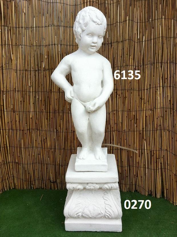 Manneke pies met zuil, Tuin en Terras, Waterpartijen en Fonteinen, Nieuw, Waterornament, Beton, Ophalen