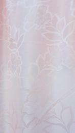 Zalmroze gordijnen met patroon erin, Huis en Inrichting, 200 cm of meer, Ophalen of Verzenden, Zo goed als nieuw, N.v.t