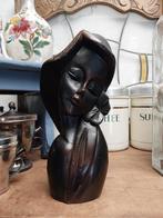 oma's brocante / vintage houten borstbeeld vrouw, Antiek en Kunst, Curiosa en Brocante, Ophalen of Verzenden